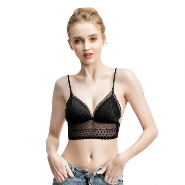 （A-Cカップ）今季注目 切り替え レース チュール 通気性良い ノンワイヤー ブラジャー