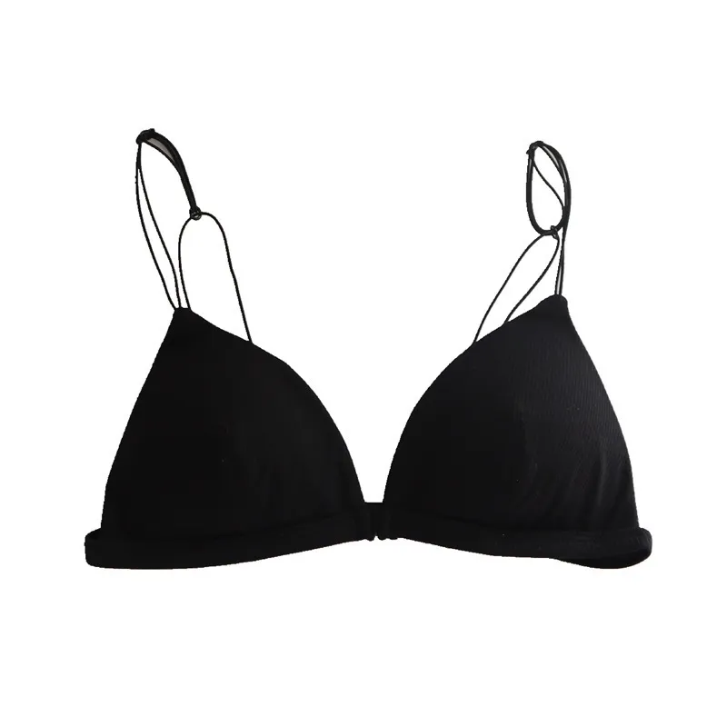 フロントホック 三角カップ 高通気性 セクシー 無地 フランス式 超薄め A-Bカップ ノンワイヤー ブラジャー