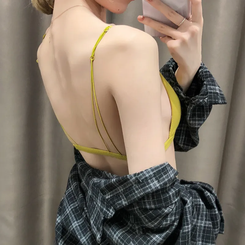 フロントホック 三角カップ 高通気性 セクシー 無地 フランス式 超薄め A-Bカップ ノンワイヤー ブラジャー