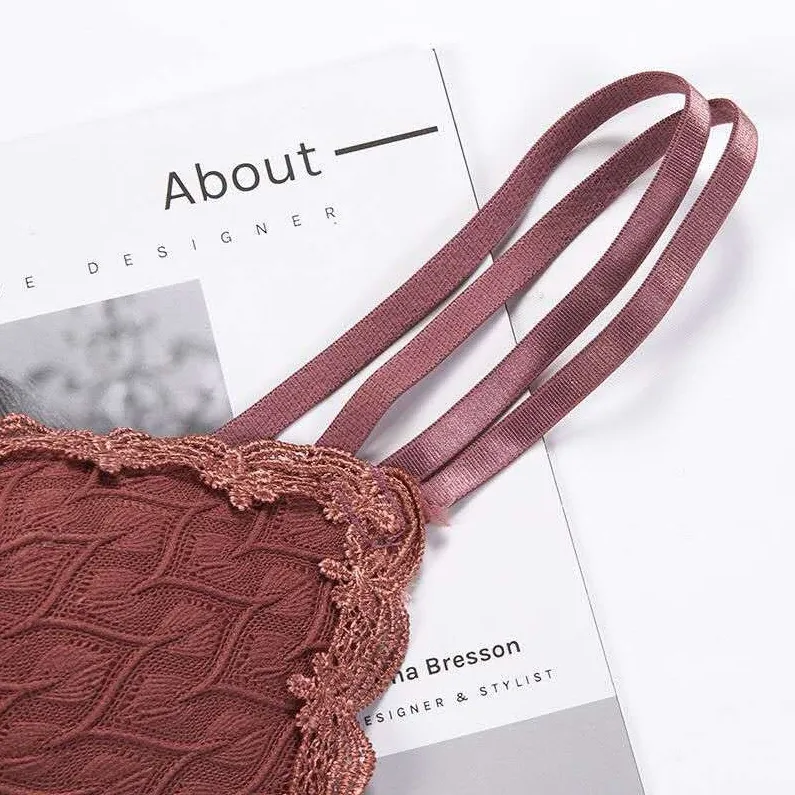 上品さたっぷり フロントホック 胸大きく見え レース 幾何柄 A-Bカップ ノンワイヤー ブラジャー