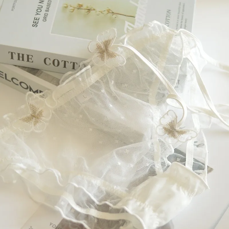 肌に優しい 蝶々 レース リボン 少女っぽい  メッシュ 紐パンティ セクシー スタンダードショーツ