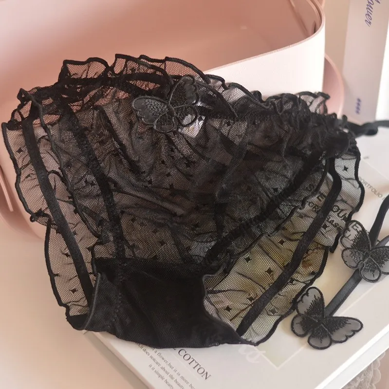 肌に優しい 蝶々 レース リボン 少女っぽい  メッシュ 紐パンティ セクシー スタンダードショーツ