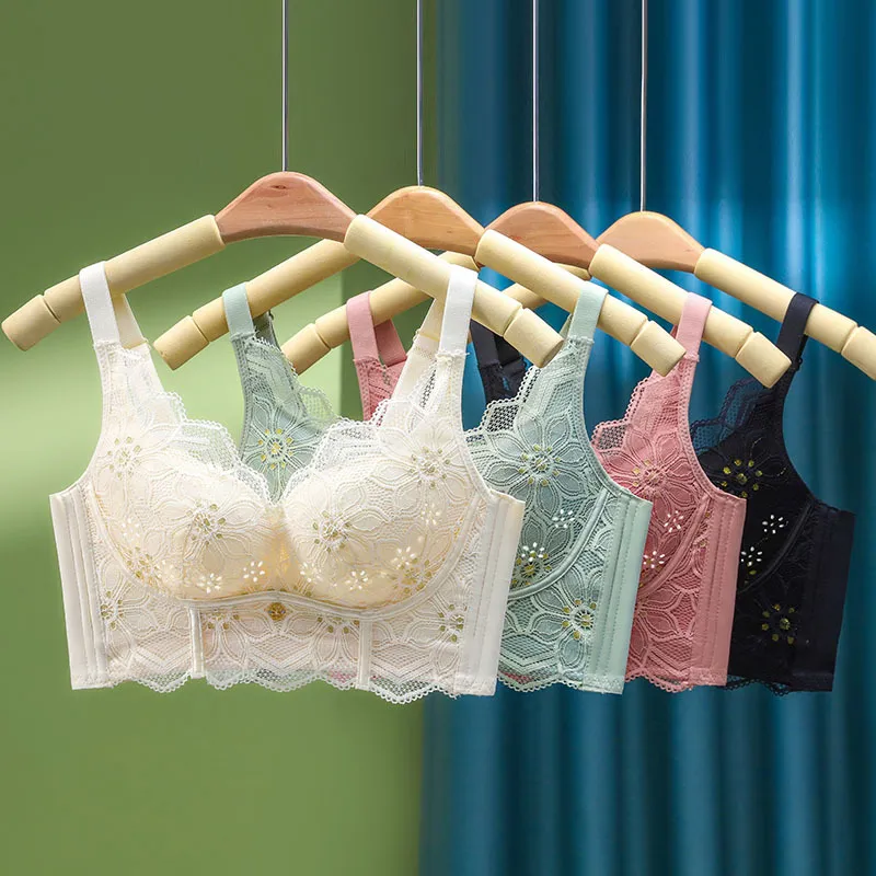 【着瘦せ】安定性たっぷり 高通気 レース 高級感 A-Cカップ ノンワイヤー ブラジャー