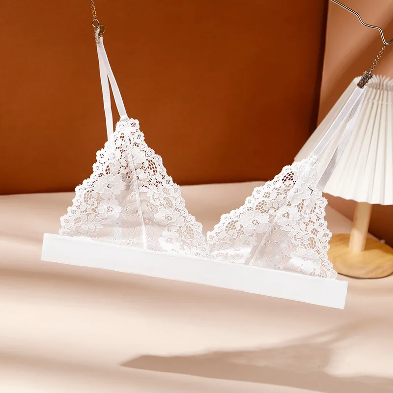 美人度アップ 三角カップ 薄め フランス式 ノンワイヤー レース 透け感 セクシー ブラジャー