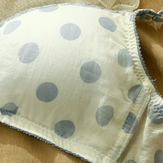 ins超人気 キュート 乙女心 可愛い ドット柄 少女 A-Bカップ ノンワイヤー ブラジャー