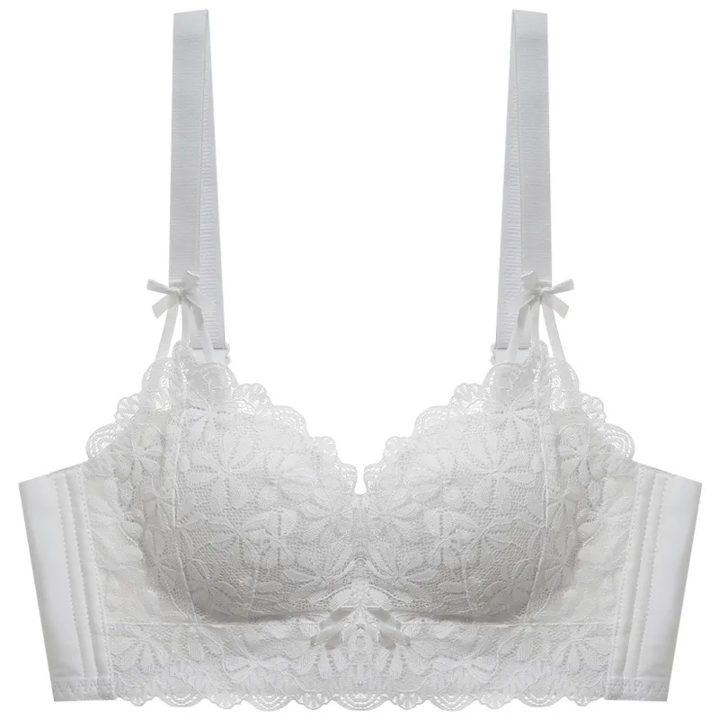 フェミニン 脇高 育乳 可愛い 刺繡 A-Bカップ 盛れる レース ノンワイヤー ブラジャー