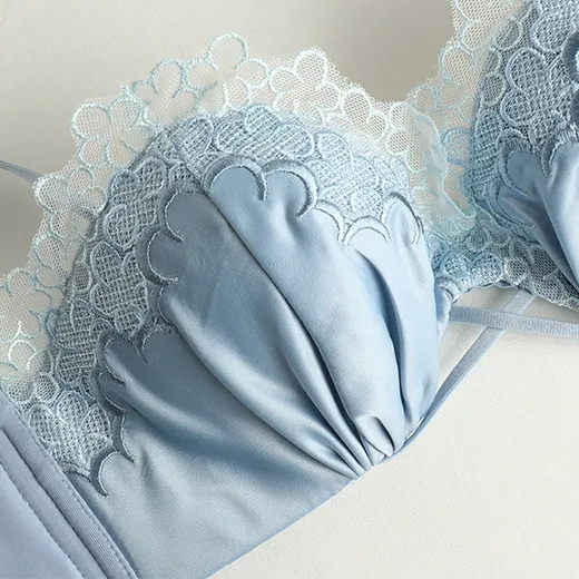 上品な可愛さ 盛れる レース 切り替え A-Bカップ ノンワイヤー 下垂防止 ブラジャー