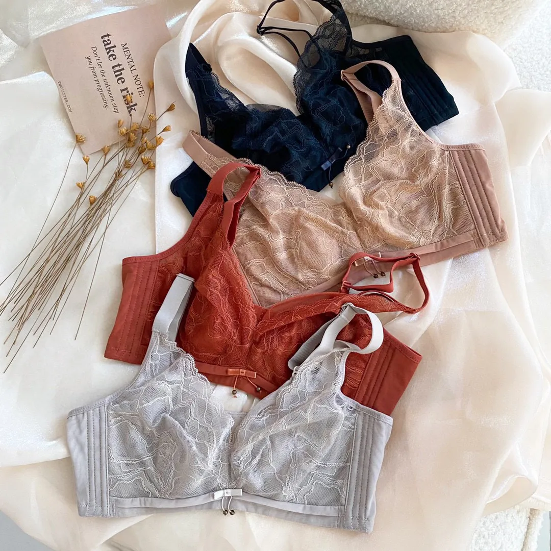 ソフトワイヤー フェミニン セクシー レース 切り替え 谷間メイク B-Cカップ ブラジャー