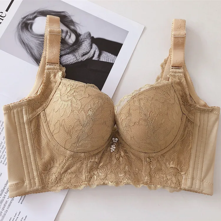 (A-Bカップ) 安定感 盛れる 脇高 刺繍 レース 後ろホック ワイヤー入り ブラジャー