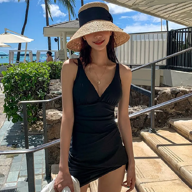 存在感抜群 体型カバー Ｖネック ボウタイ レトロ 細見せ バックレス 水着