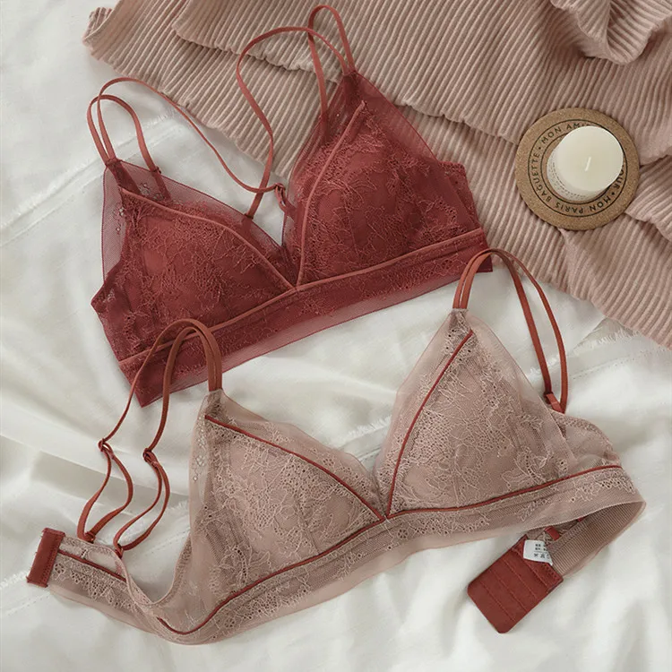 （A-Cカップ）盛れる調整可能レースレトロワイヤー入りブラジャー