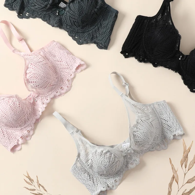 （B-Cカップ）ソフトワイヤーレース脇高補正下着薄めワイヤー入りブラジャー