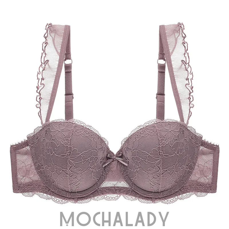 （A-Cカップ）盛れるレース刺繡調整可能ワイヤー入りブラジャー