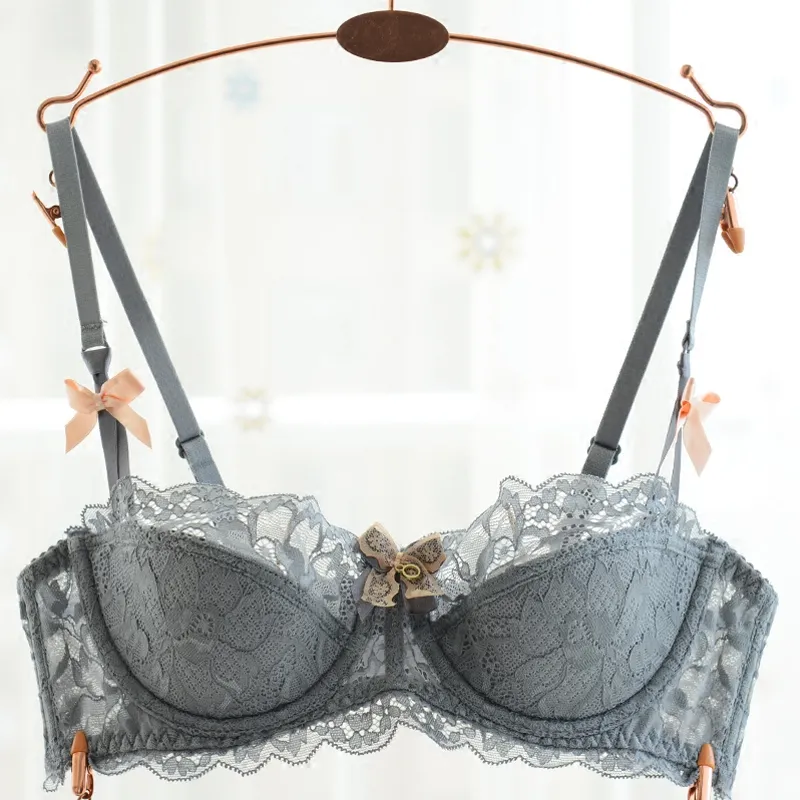 （A-Eカップ）セクシーリボン無地ワイヤー入りブラジャー