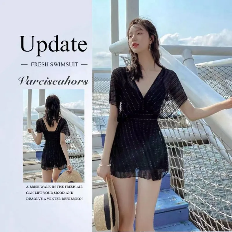 気質アップ セクシー デザイン性抜群 Vネック レース ワンピース水着