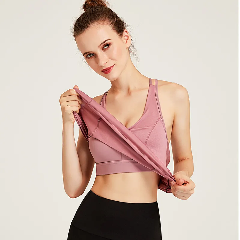 フェイクレイヤード 美人度アップ 背中すっきり 動きやすい ずれにくい ヨガ ブラ