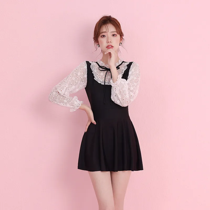 ドレスみたい 気質アップ 控えめ 温泉 体型カバー エレガント 切り替え ワンピース水着