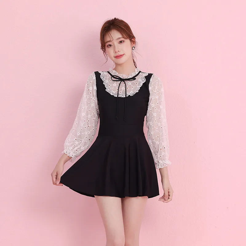 ドレスみたい 気質アップ 控えめ 温泉 体型カバー エレガント 切り替え ワンピース水着