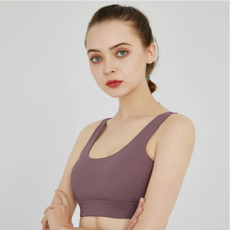 シンプル 伸縮性のある 夏 無地 交差 美背 吸汗 速乾 スポーツブラ