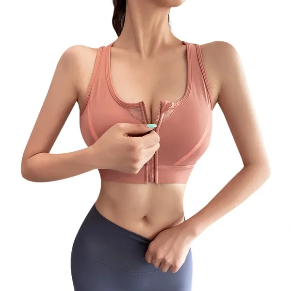 サポートする 吸収速乾 抗菌防臭 透かし彫り  ファスナー  無地  チュール  スポーツブラ