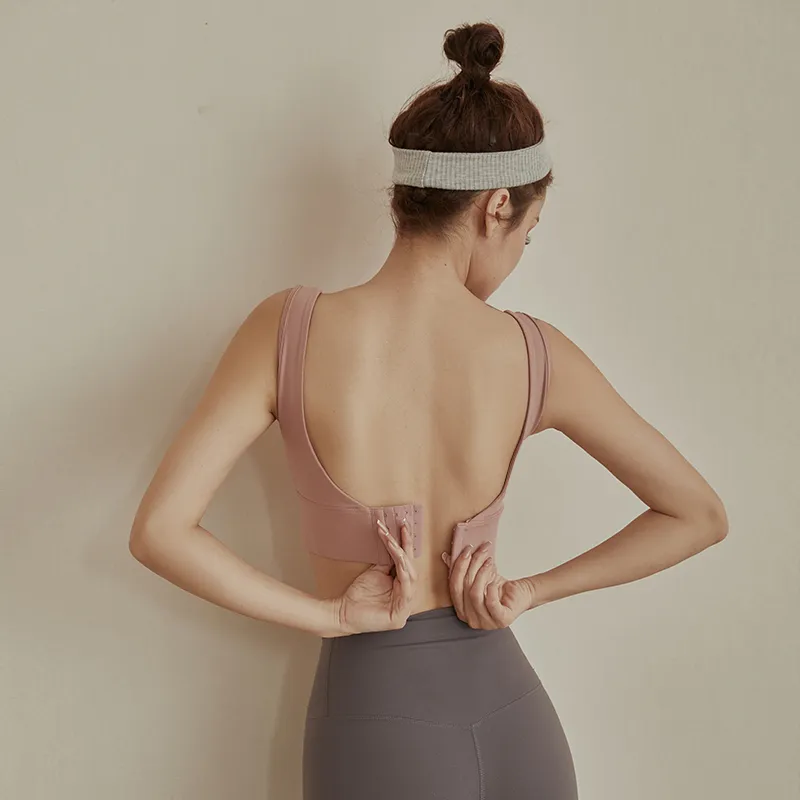 ファッション サポート 揺れない U型 バックレス ヨガウェア スポーツブラ