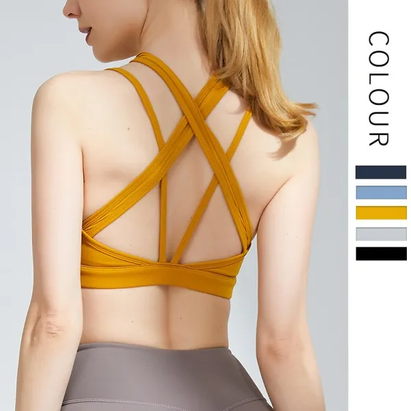 通気性良い 切り替え  透かし彫り  無地 クロス  チュール  スポーツブラ