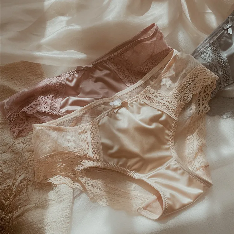 スウィート レース 切り替え 柔らかい リボン 美尻 パンティ スタンダードショーツ