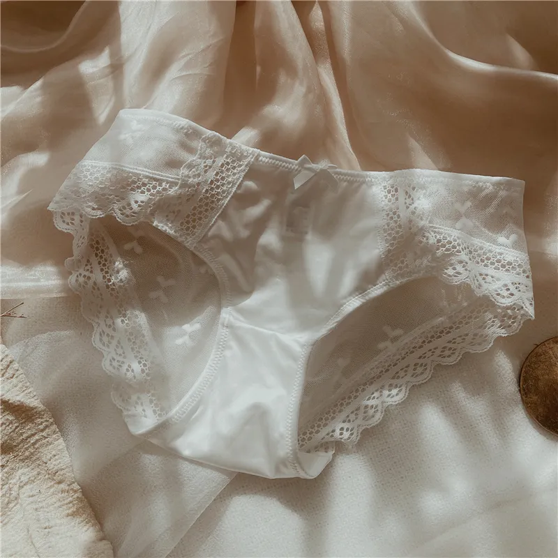 スウィート レース 切り替え 柔らかい リボン 美尻 パンティ スタンダードショーツ