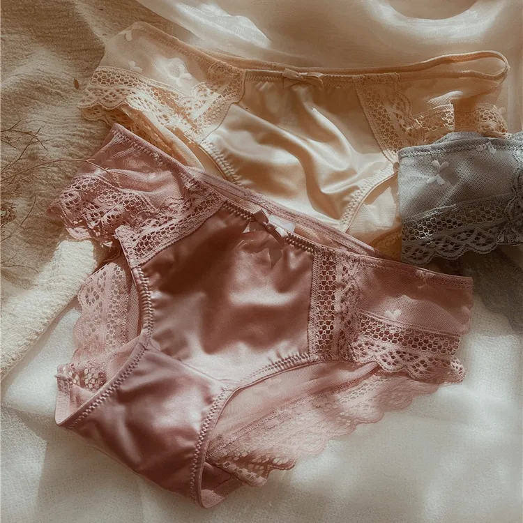 スウィート レース 切り替え 柔らかい リボン 美尻 パンティ スタンダードショーツ