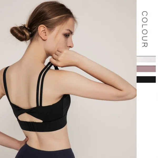通気性抜群 切り替え 無地 しっかり 揺れない 透かし彫り 個性的なデザイン  しっかり  スポーツブラ