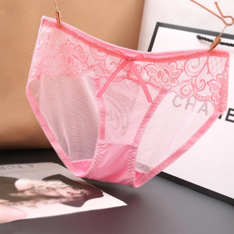 カラー展開 レース 切り替え リボン付き 透け透け 通気性良い 美尻 スタンダードショーツ