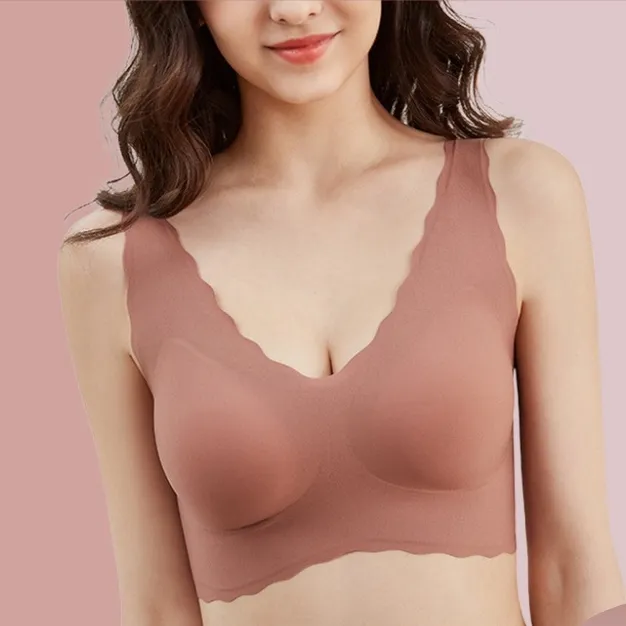 シンプル つけ心地 シームレス プルオーバー 無地 スポーツブラ