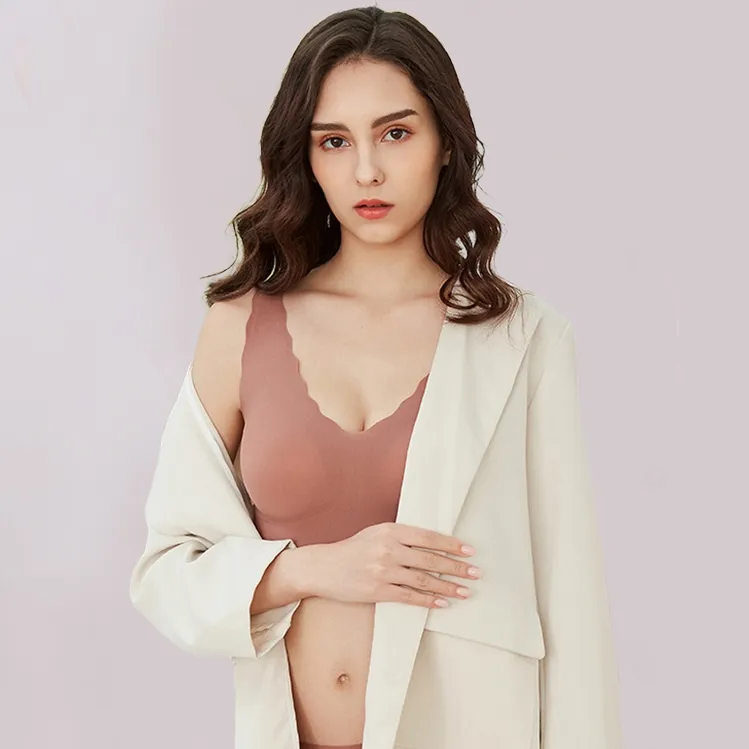 シンプル つけ心地 シームレス プルオーバー 無地 スポーツブラ