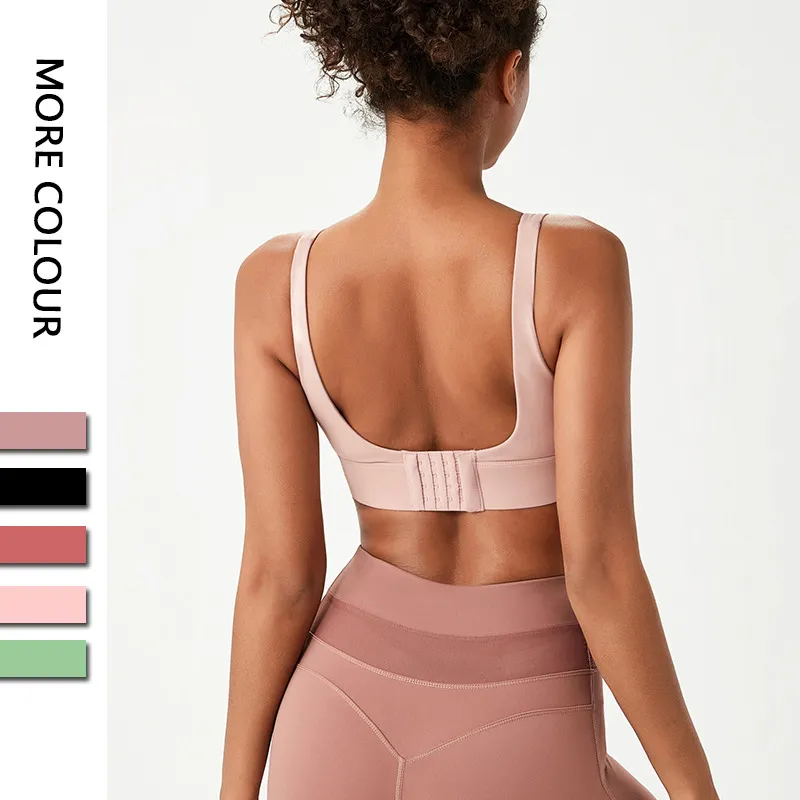 シンプル 伸縮性のある 後ろホック ジム ヨガ 無地 スポーツブラ