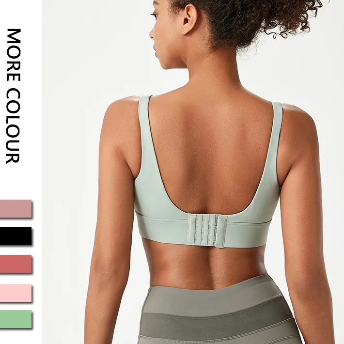 シンプル 伸縮性のある 後ろホック ジム ヨガ 無地 スポーツブラ