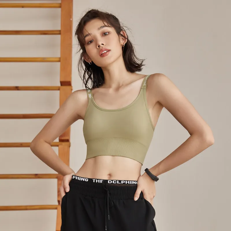 ファッション ジョギング バックレス ヨガ アルファベット ストレッチ スポーツブラ