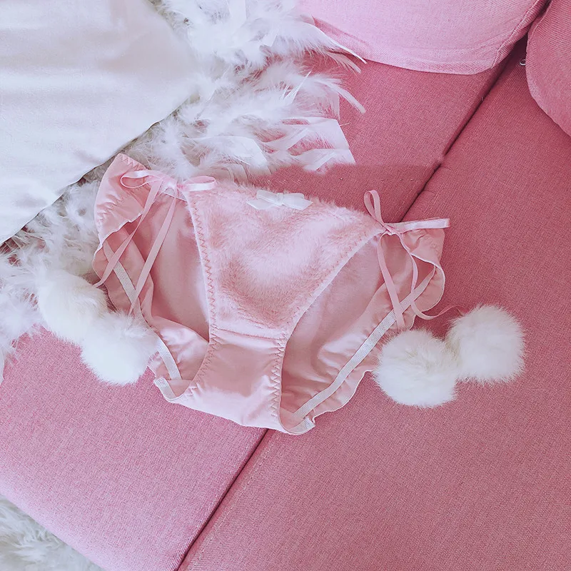 乙女 愛らしさ満点 ふわふわ 紐パン 脱ぎやすい 通気性良い 女子高生 柔らかい スタンダードショーツ