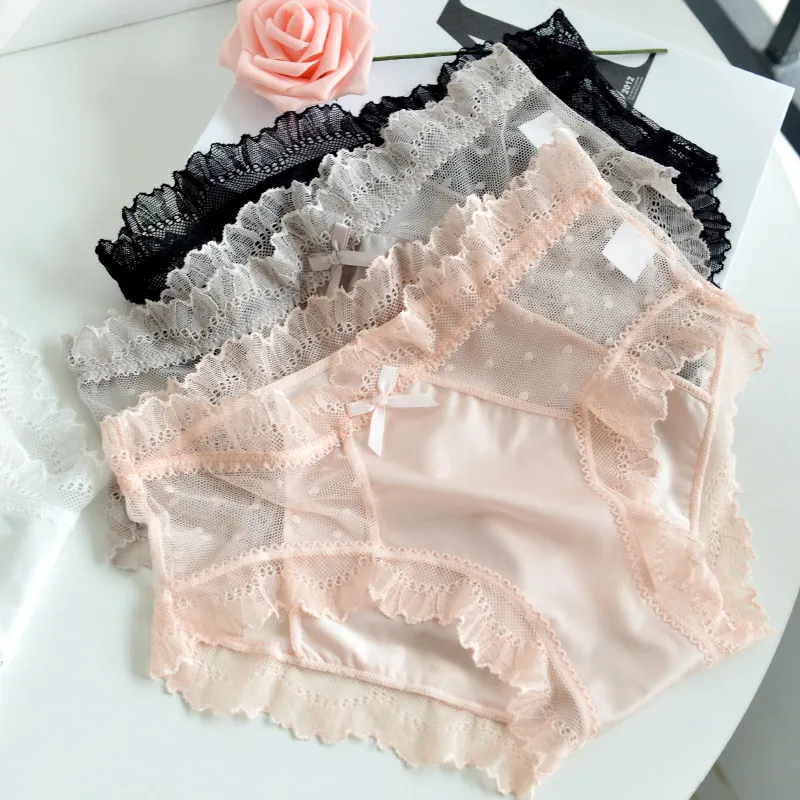 リボン付き 透け透け レース 無地 デザイン性抜群 レギュラーウエスト 定番 ショーツ