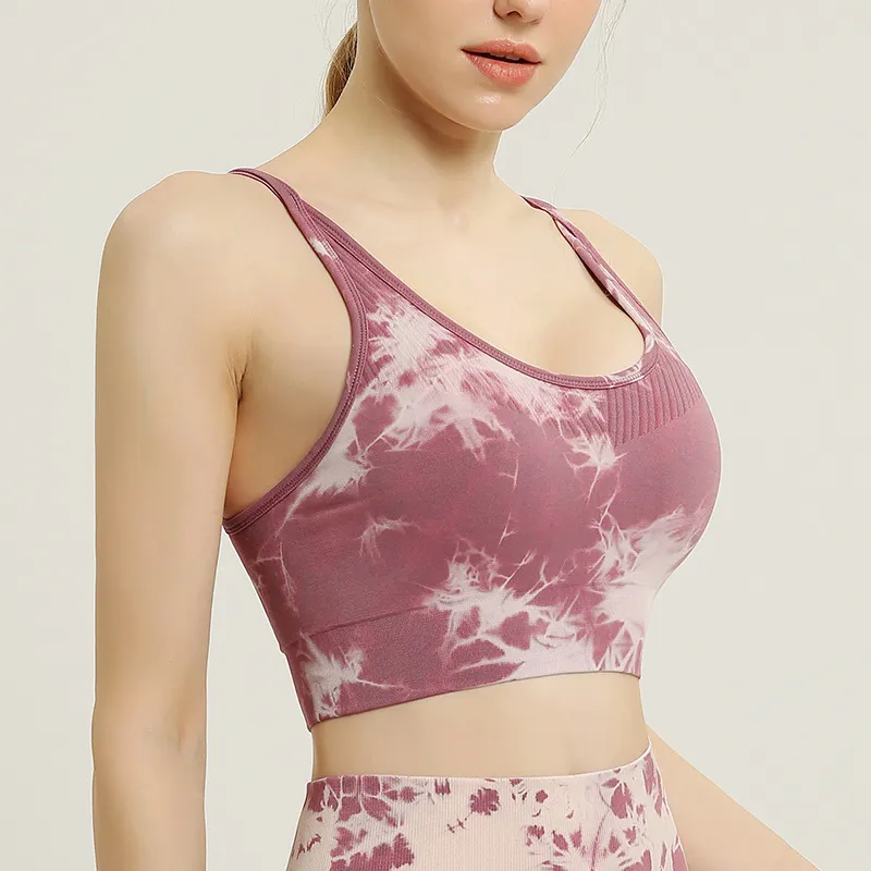 新品 グラデーション 背中魅せ プリント ヨガ スポーツブラ