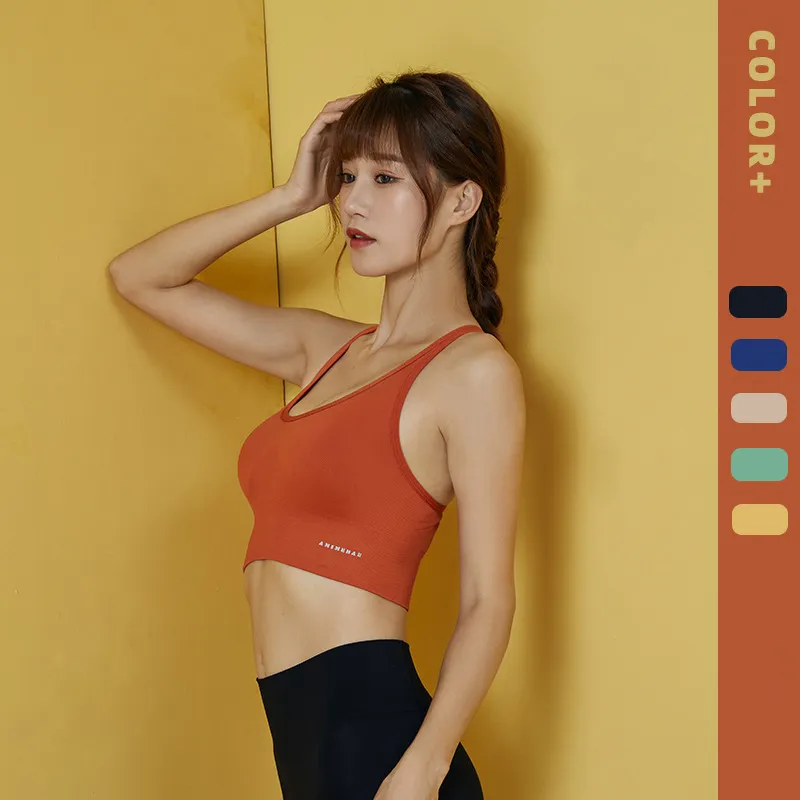 定番 後ろホック 交差 無地 ヨガ 背中魅せ スポーツブラ