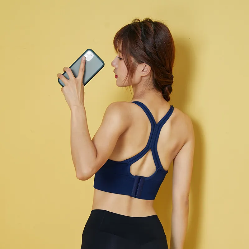 定番 後ろホック 交差 無地 ヨガ 背中魅せ スポーツブラ