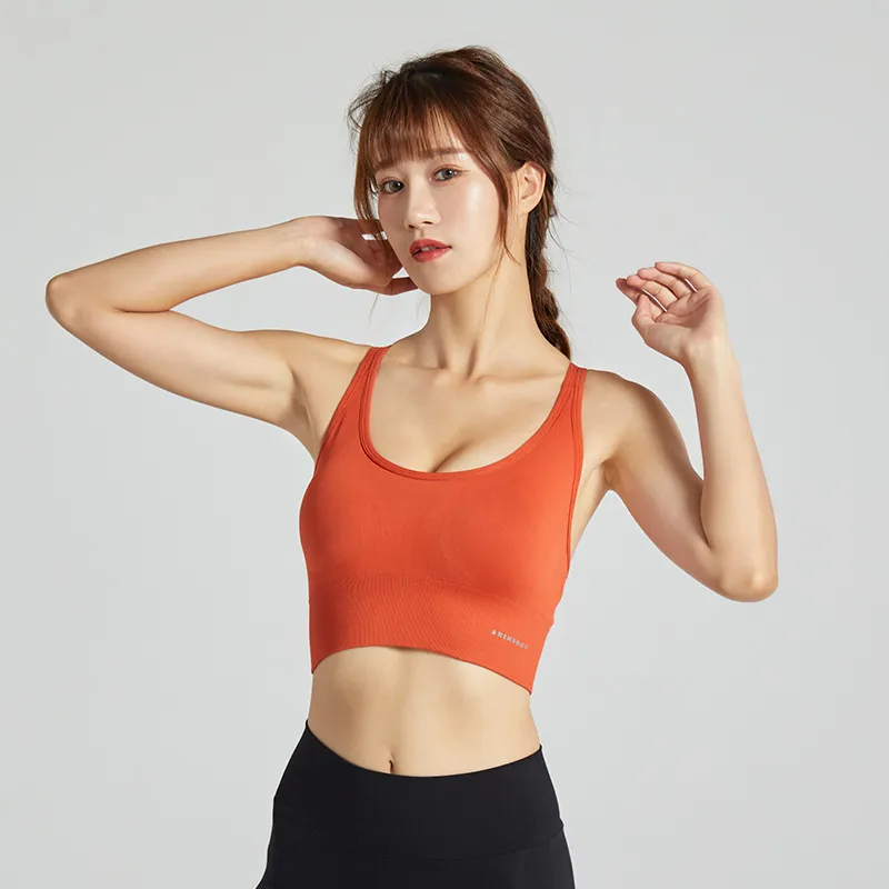 定番 後ろホック 交差 無地 ヨガ 背中魅せ スポーツブラ