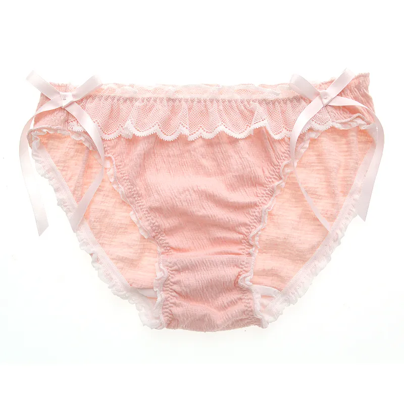 無敵な可愛さ 配色 リボン飾り 高通気 レース フリル 柔らかい スタンダードショーツ