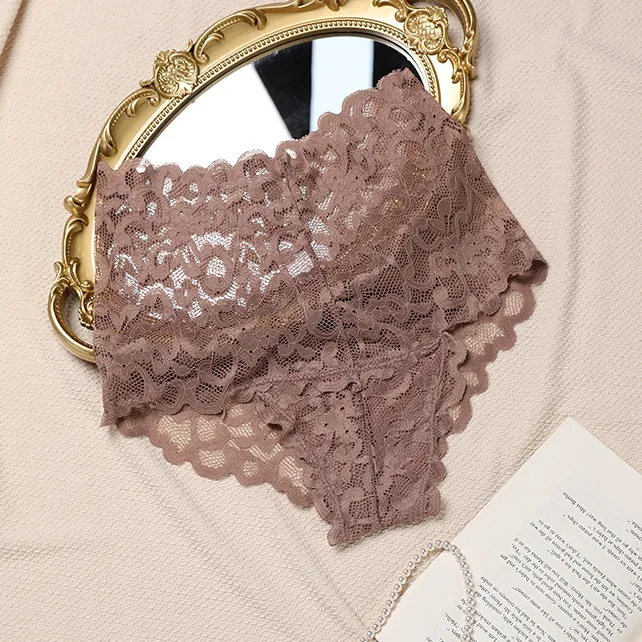 大人可愛い レース 通気性抜群 無地 薄い ハイウエスト ショーツ