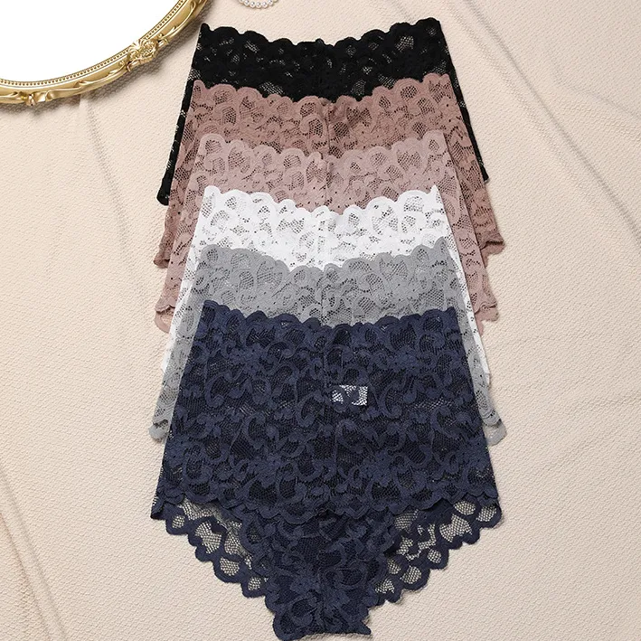 大人可愛い レース 通気性抜群 無地 薄い ハイウエスト ショーツ