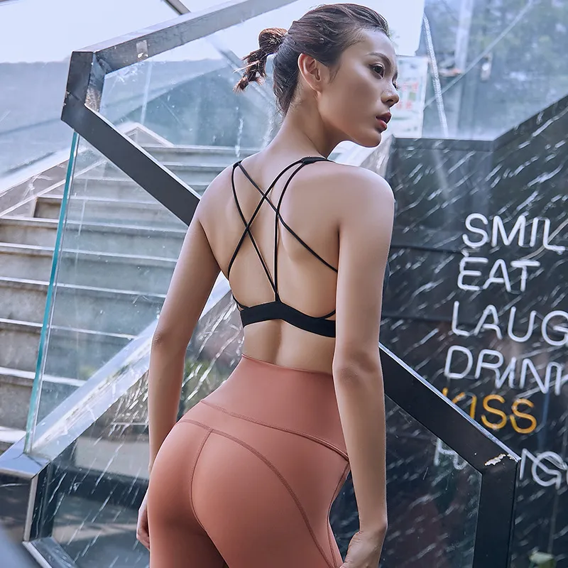 安定感UP 背中見せ ヨガ ジョギング スポーツブラ