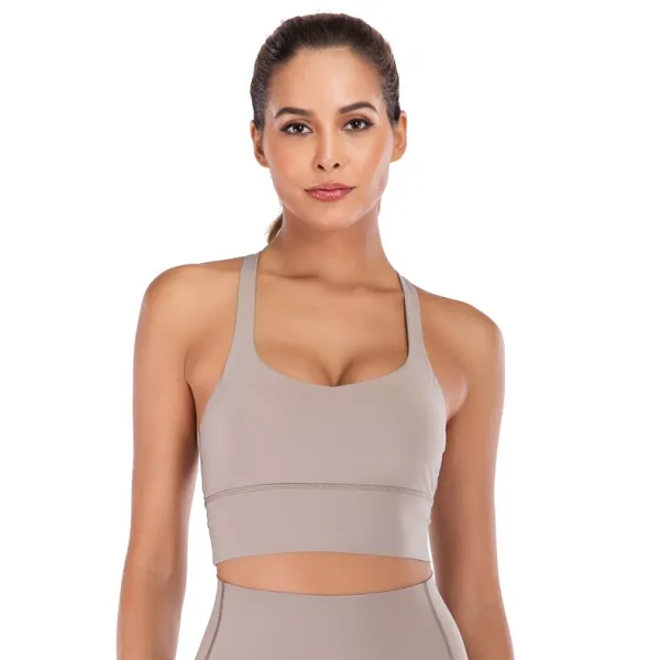 胸が揺れない 無地   美背 クロスバック スポーツブラ