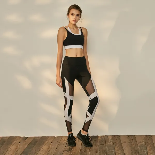 動きやすい セクシー プルオーバー 切り替え 無地 透かし彫り スポーツブラ