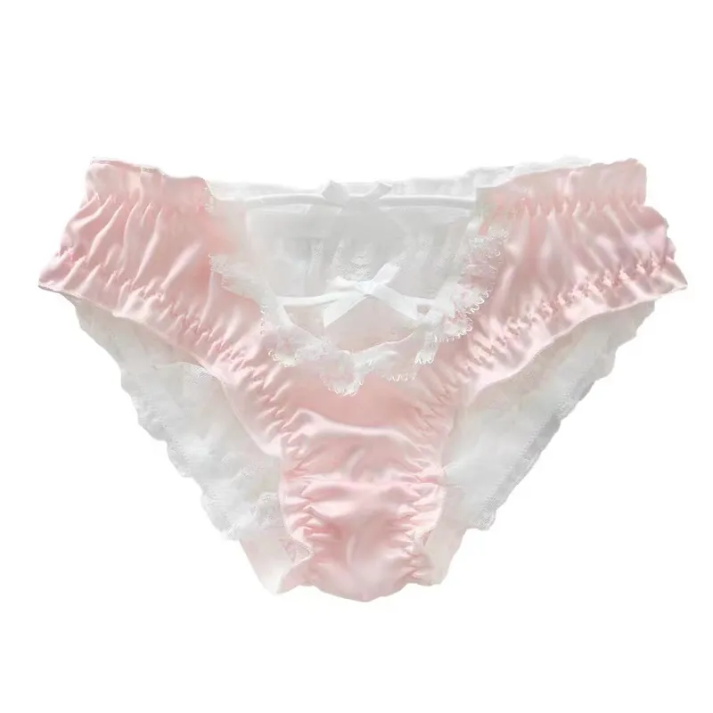 上品な可愛さ リボン付き 透かし彫り レース ローウエスト 露出 3色展開 スタンダードショーツ