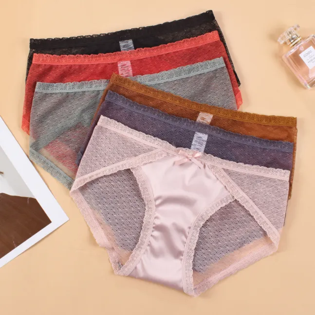 絶対可愛い レース メッシュ 透け透け リボン付き 美尻 通気性良い スタンダードショーツ